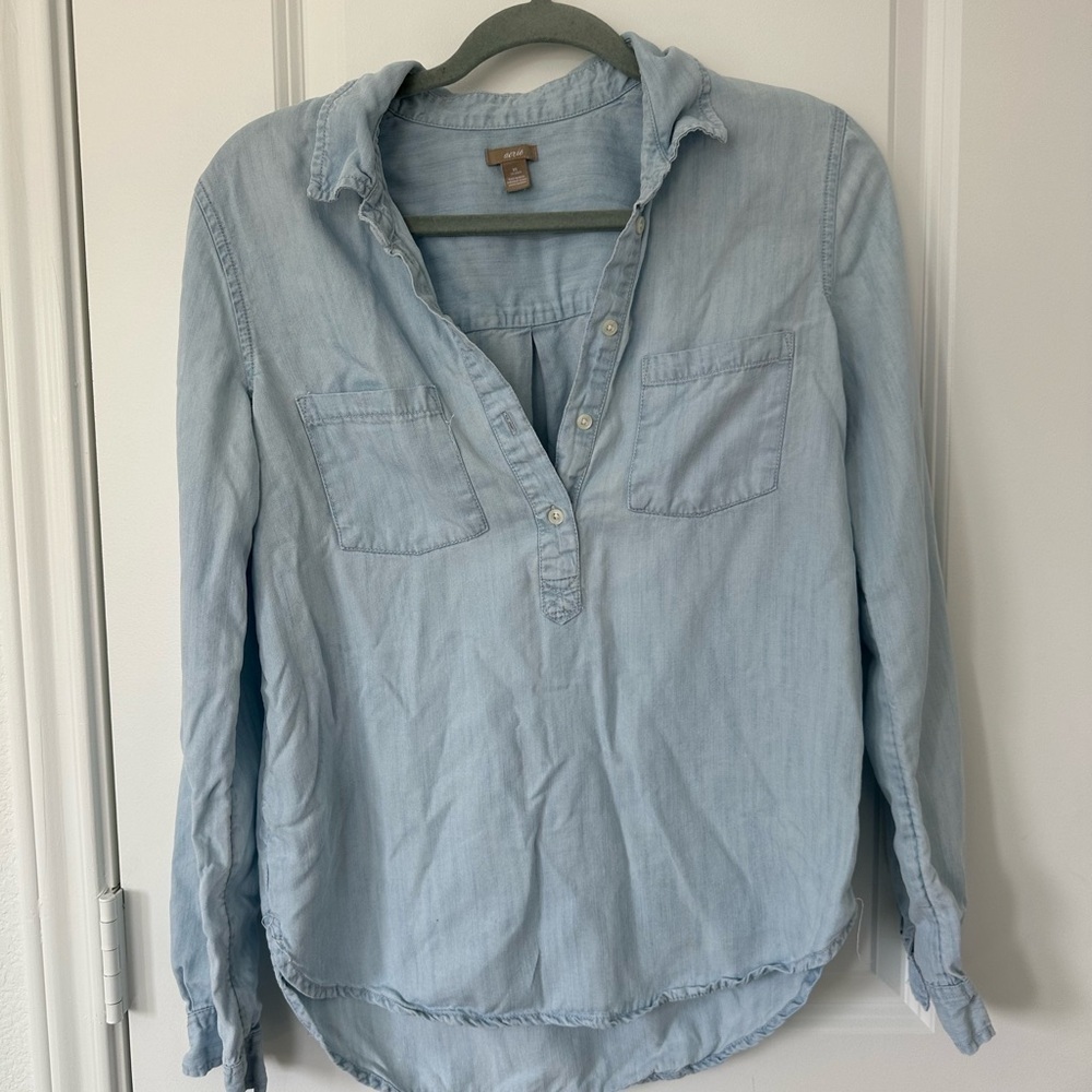Aerie Blue Jean Light Blue Button-Up Shirt